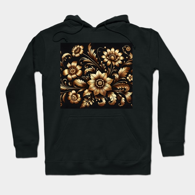 Gold Floral Illustration Hoodie by Jenni Arts
